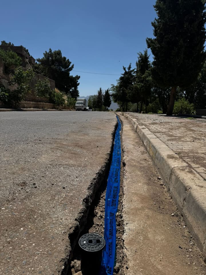 Pipe laid in an open trench