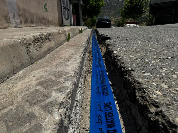 Roadside trench excavation